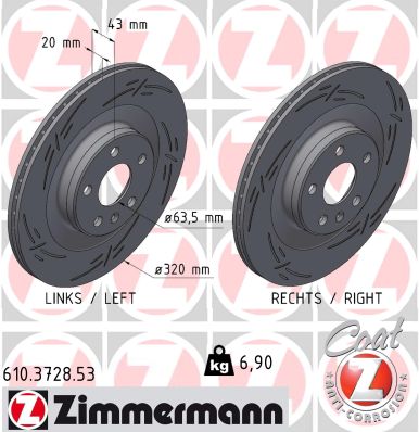 Disque de frein ZIMMERMANN 610.3728.53