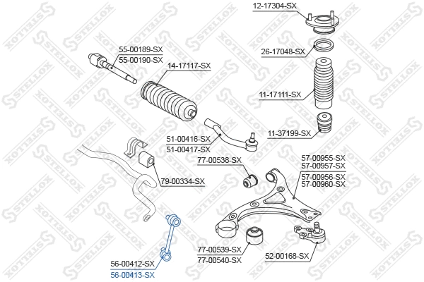 Entretoise/tige, stabilisateur STELLOX 56-00413-SX