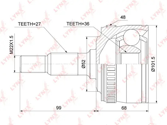 Jeu de joints, arbre de transmission LYNXAUTO CO-5302A