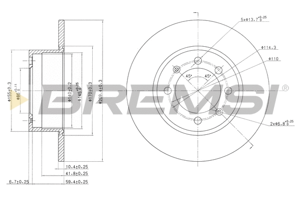 Disque de frein BREMSI CD6374S