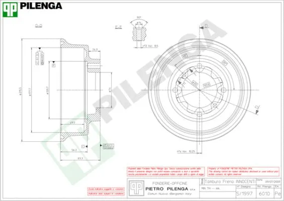 Tambour de frein PILENGA 6010