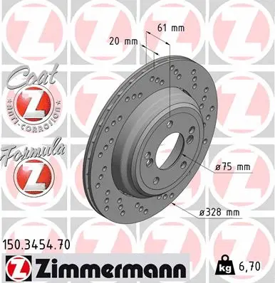Disque de frein ZIMMERMANN 150.3454.70