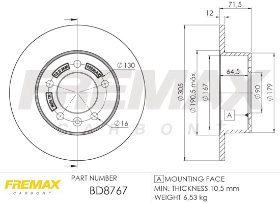 Disque de frein FREMAX BD-8767