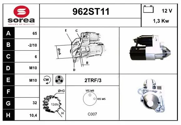 Démarreur STARTCAR 962ST11