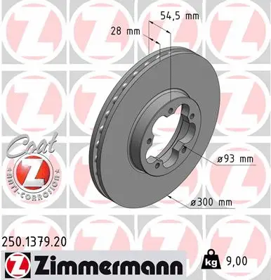 Disque de frein ZIMMERMANN 250.1379.20
