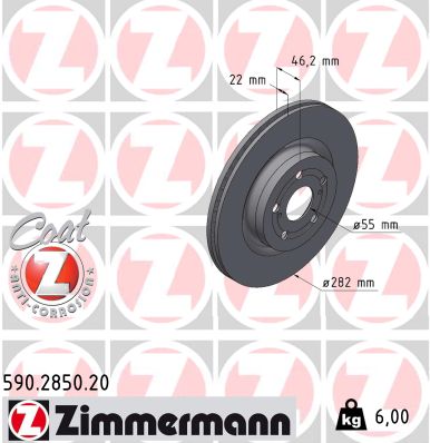 Disque de frein ZIMMERMANN 590.2850.20