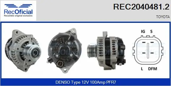 Alternateur RECOFICIAL REC2040481.2