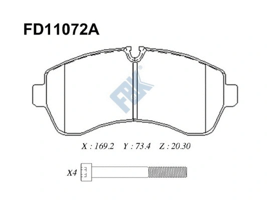 Kit de plaquettes de frein, frein à disque FBK FD11072A