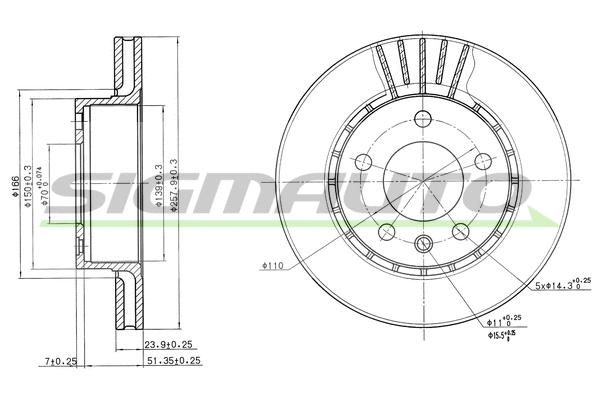 Disque de frein SIGMAUTO DBA188V