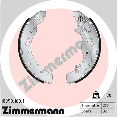 Jeu de mâchoires de frein ZIMMERMANN 10990.160.1