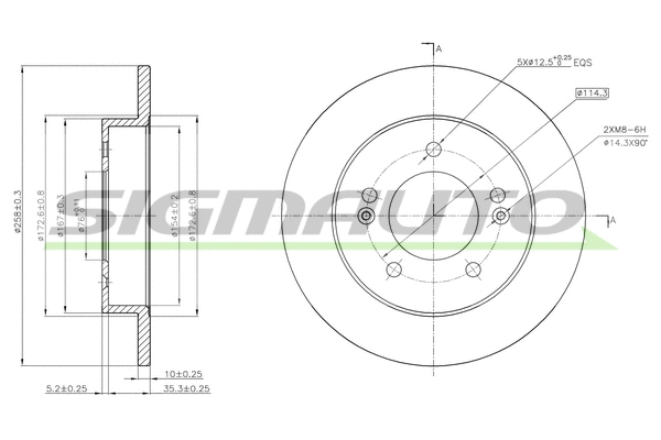 Disque de frein SIGMAUTO DBB874S