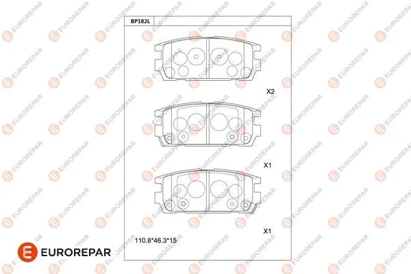 Kit de plaquettes de frein, frein à disque EUROREPAR 1681238780