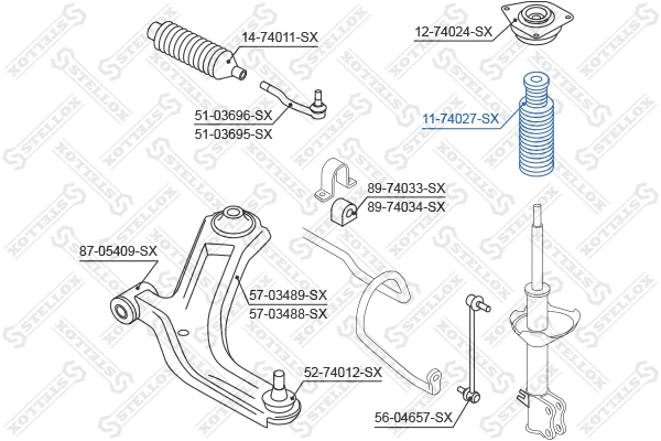 Butée élastique, suspension STELLOX 11-74027-SX