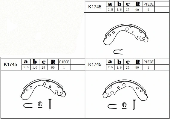 Jeu de mâchoires de frein ASIMCO K1745