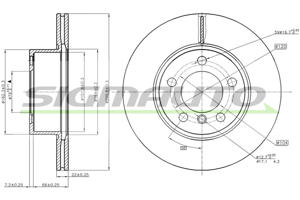 Disque de frein SIGMAUTO DBC195V