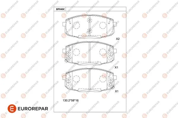 Kit de plaquettes de frein, frein à disque EUROREPAR 1681208380