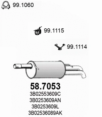 Silencieux arrière ASSO 58.7053