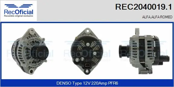 Alternateur RECOFICIAL REC2040019.1