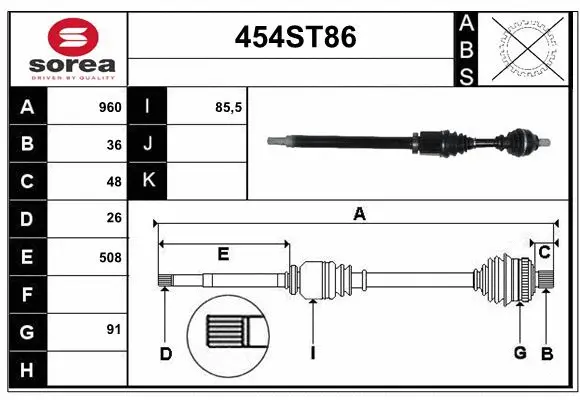 Arbre de transmission STARTCAR 454ST86