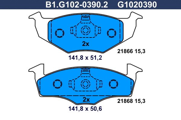 Kit de plaquettes de frein, frein à disque GALFER B1.G102-0390.2