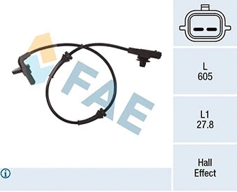 Capteur, vitesse de roue FAE 78275