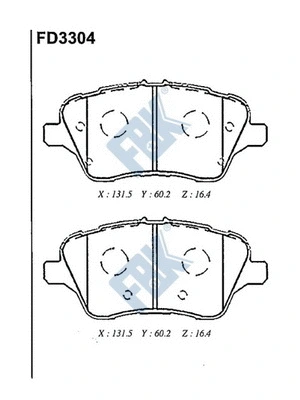Kit de plaquettes de frein, frein à disque FBK FD3304