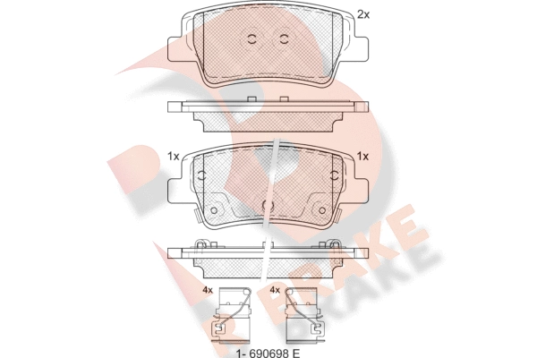 Kit de plaquettes de frein, frein à disque R BRAKE RB2471