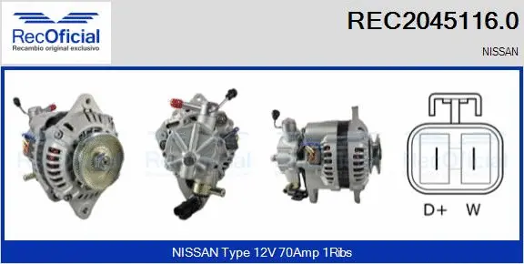 Alternateur RECOFICIAL REC2045116.0