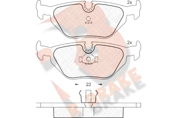 Kit de plaquettes de frein, frein à disque R BRAKE RB1174