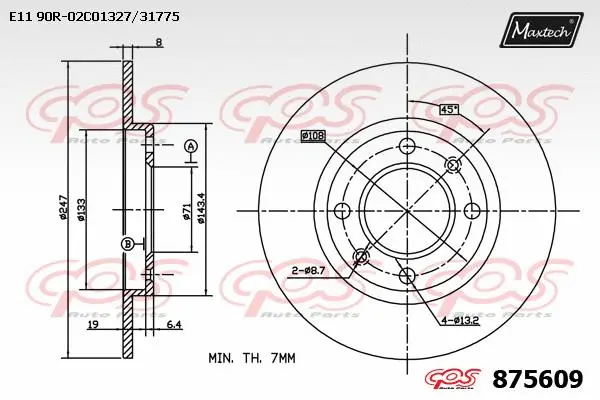 Disque de frein MAXTECH 875609