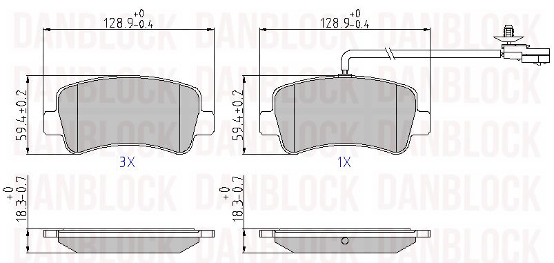 Kit de plaquettes de frein, frein à disque DANBLOCK DB 510866