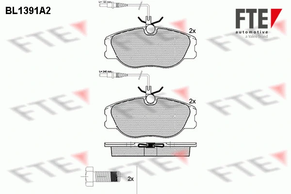 Kit de plaquettes de frein, frein à disque FTE 9010165