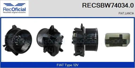 Pulseur d'air habitacle RECOFICIAL RECSBW74034.0