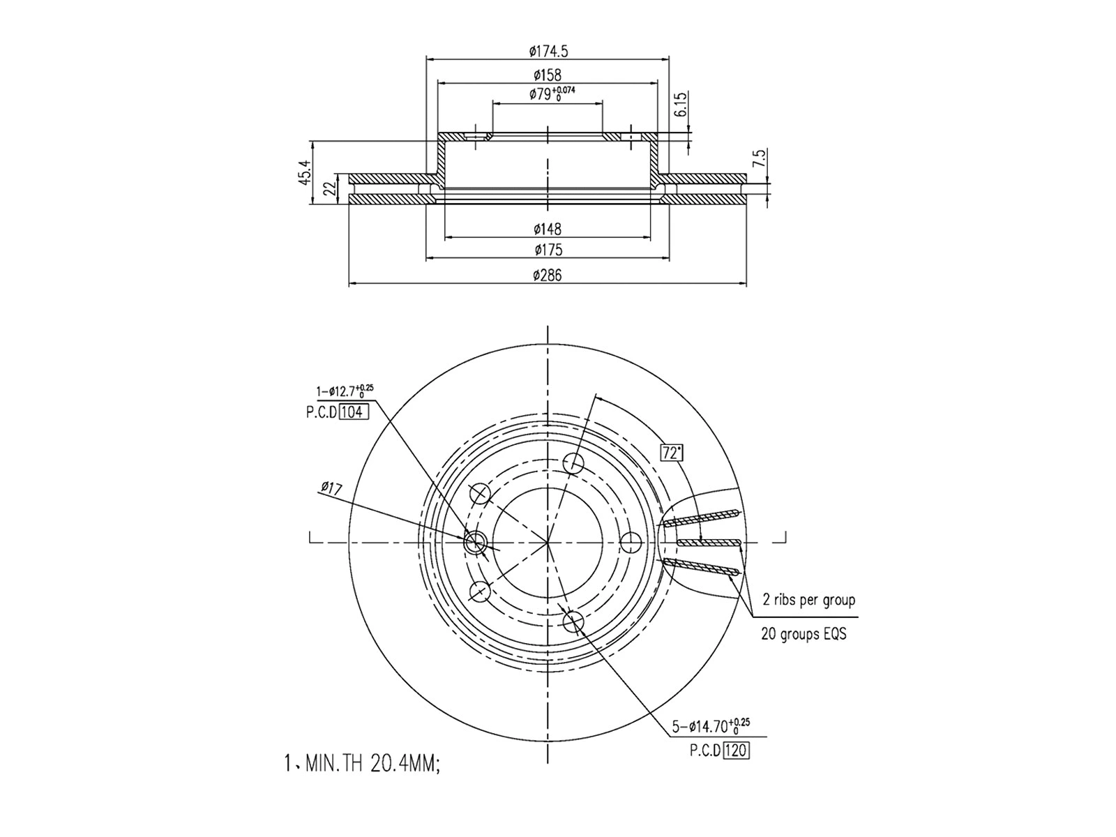 Disque de frein A.Z. Meisterteile AZMT-44-024-1428
