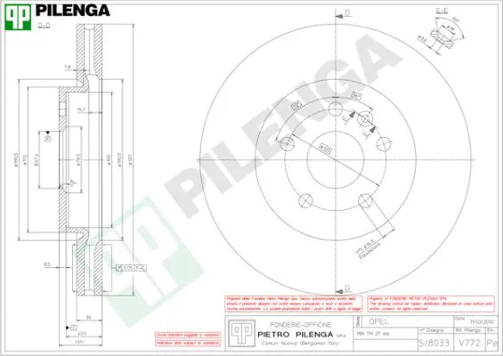 Disque de frein PILENGA V772