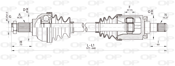 Arbre de transmission OPEN PARTS DRS6342.00