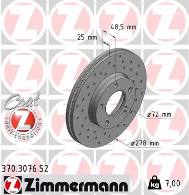 Disque de frein ZIMMERMANN 370.3076.52