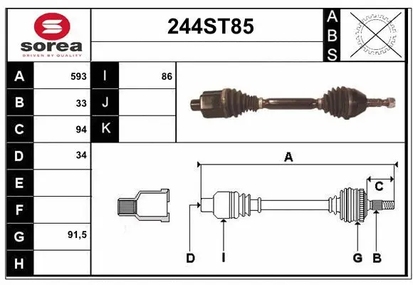 Arbre de transmission STARTCAR 244ST85