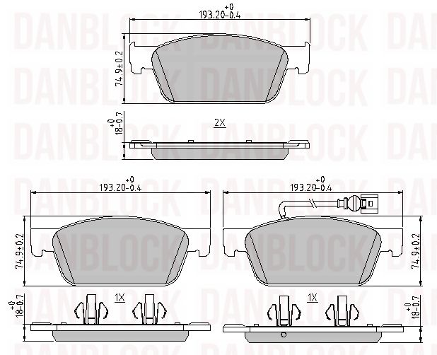 Kit de plaquettes de frein, frein à disque DANBLOCK DB 511133