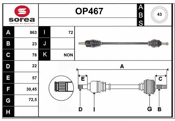 Arbre de transmission SERA OP467