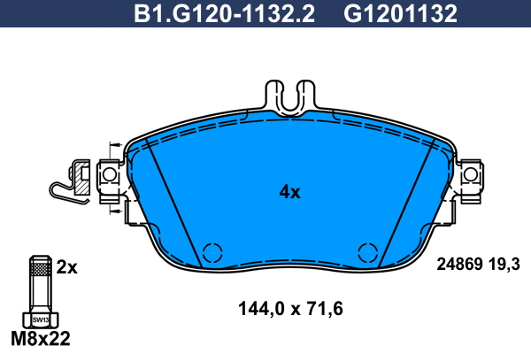 Kit de plaquettes de frein, frein à disque GALFER B1.G120-1132.2