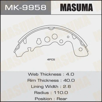 Jeu de mâchoires de frein MASUMA MK-9958