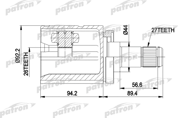 Jeu de joints, arbre de transmission PATRON PCV5003