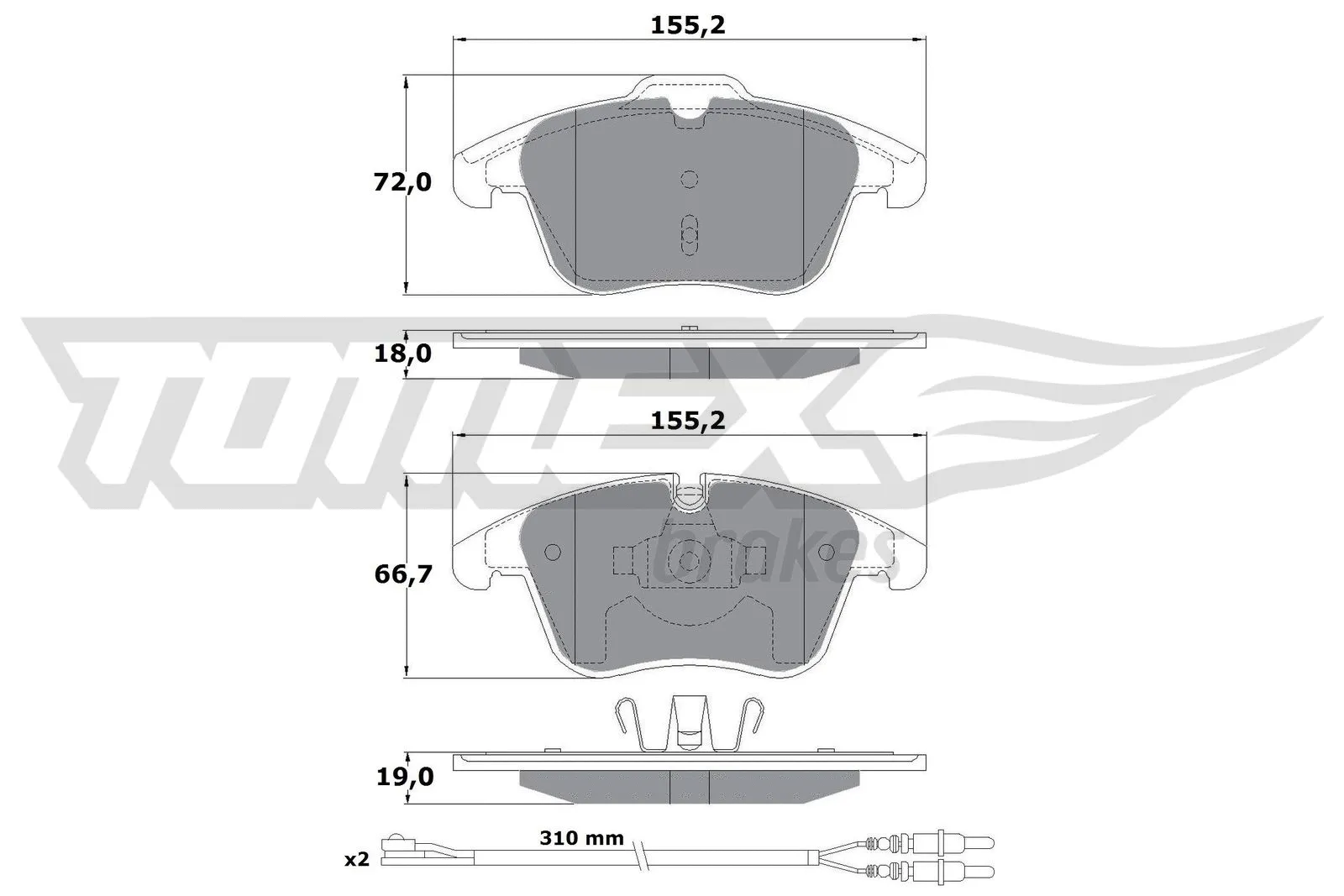 Kit de plaquettes de frein, frein à disque TOMEX Brakes TX 16-55