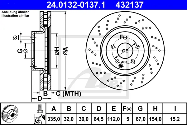 Disque de frein ATE-APAC 24.0132-0137.1
