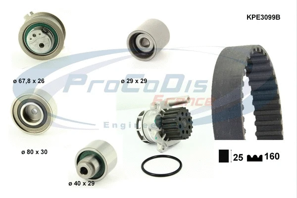 Pompe à eau + kit de courroie crantée PROCODIS FRANCE KPE3099B