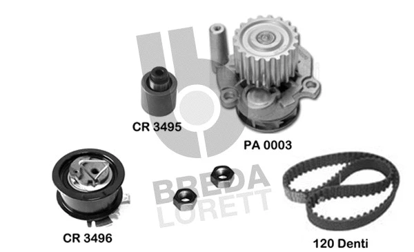 Pompe à eau + kit de courroie crantée BREDA LORETT KPA0584A