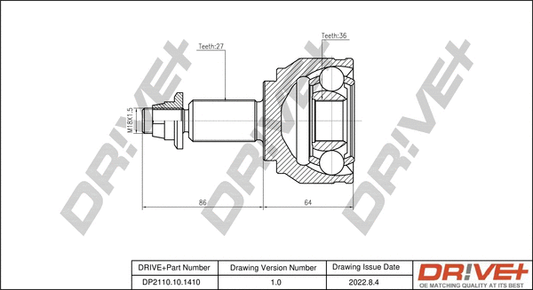 Jeu de joints, arbre de transmission Dr!ve+ DP2110.10.1410