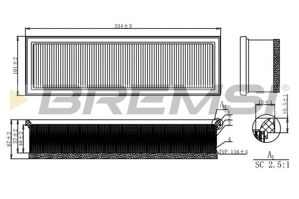 Filtre à air BREMSI FA1160