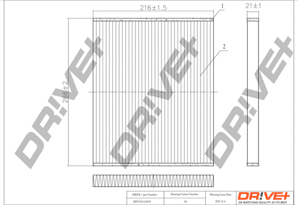 Filtre, air de l'habitacle Dr!ve+ DP1110.12.0055